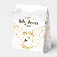 Baby Shower white gold stork monogram Favor Boxes