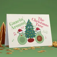 Cute Avocado Guacin Around The Christmas Tree Card