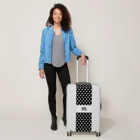 Black White Dotty Patterned Monogram Stylish Retro Luggage