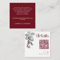 Winter Wedding Small Burgundy Details Card QR Code