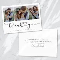 Multi Photo Script with Heart Wedding Photo Thank You Card