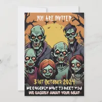 The Zombie Horde is Dying to Meet You! Halloween Invitation