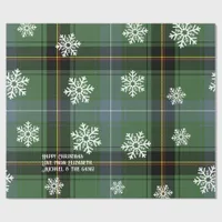 Scottish Green Tartan Snowflake Personalized Xmas Wrapping Paper
