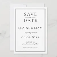 Minimalist Black and White Monogram Wedding Save The Date