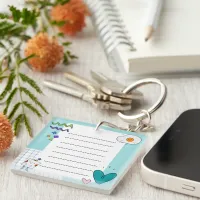 Square Cute Doodle Cartoon Memo Notes Keychain