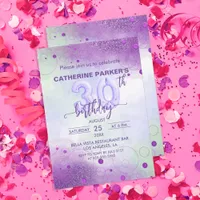 Elegant Purple Foil Balloons 30th Female Birthday Invitation