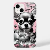 Pup amongst flowers change for your loved portrait Case-Mate iPhone 14 case