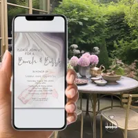 Brunch and Bubbly Dreamy Elegant Plum Marble Invitation
