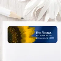 Yellow Sunflower on Blue Return Address Label