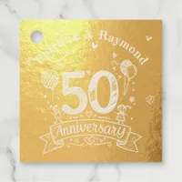 Chalkboard Doodles 50th Golden Anniversary Foil Favor Tags