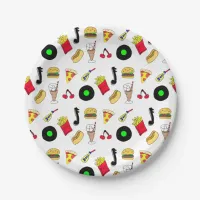 Fifties Diner Nostalgic Style Records, Food Paper Plates