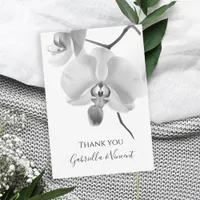 Black and White Orchid Wedding Flat Thank You Note