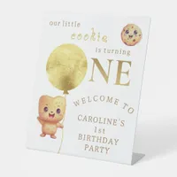 Our Little Cookie Turning ONE Photo 1st Birthday Pedestal Sign