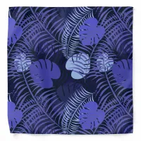 Tropical Palm Leaf Pattern Indigo Blues Bandana