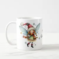 Adorable Christmas Fairy in a Santa Cap Coffee Mug