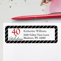 Elegant 40 & Fabulous 40th Birthday Black & White Label