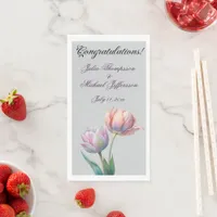 Romantic and Poetic Pastel Tulips Watercolor Paper Guest Towels