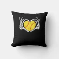 Skeleton Hands Heart Halloween Costume Softball Throw Pillow