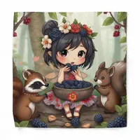 Chibi Fairy Eating Blackberries with Forest Friend Bandana