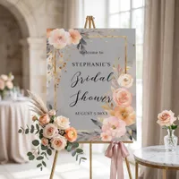 Blush Pink Watercolor Floral Gold Bridal Shower Foam Board