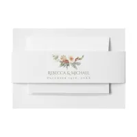 Elegant Winter Flowers and Greenery Wedding Invitation Belly Band