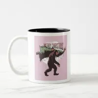 Bigfoot Merry Christmas Two-Tone Coffee Mug