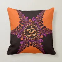 Funky Dark Chocolate Pink Orange OM Sign Cushion