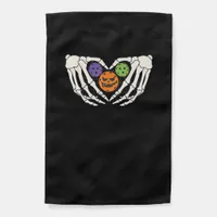 Funny Pickle Halloween Skeleton Hands Heart Pumpki Garden Flag