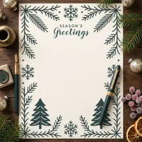 Scandi Pine Branch Winter Woodland Holiday  Letterhead