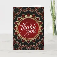 Red Gold Exotic Sunflower Thank You Cards