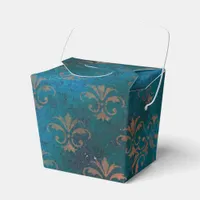 Grunge Copper Patina and Turquoise Fleur de Lis Favor Boxes