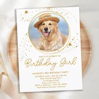 Gold Stars Personalized Pet Photo Dog Birthday  Invitation Postcard