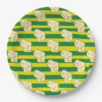 Green and Gold Cheese Head Paper Plates