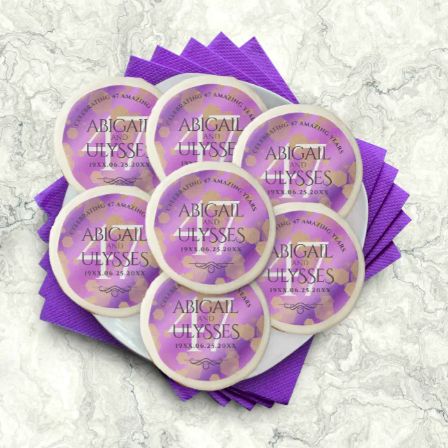 Elegant 47th Amethyst Wedding Anniversary Sugar Cookie