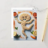 Funny Noodle Person Food Art Postcard