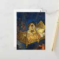 The Lovers Kiss Magical Bed Above the City Postcard