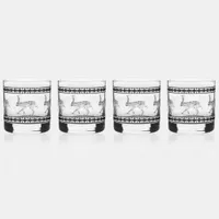 Southwestern Jackrabbit Black and White Design Whiskey Glass