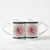Elegant 37th Alabaster Wedding Anniversary Coffee Mug Set