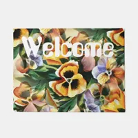 Graceful Stylish Gorgeous Welcome Pattern Pansies Doormat