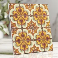 Retro Floral Yellow and Brown Ceramic Tile