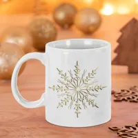Gold Winter Snowflakes on White Giant Coffee Mug