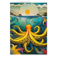 Yellow Octopus Blank Inside All Occasions Greeting