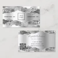 Silver agate logo QR code Business Card