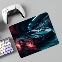 Futuristic Supercar Neon Tunnel Mouse Pad