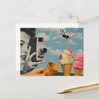 Surreal Summertime Collage Icecream Swim Postcard