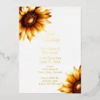 Country Sunflower Wedding Foil Invitation