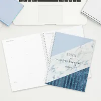 Blue Glitter Stripes 2025 Script Name Planner