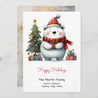 Cute Polar Bear with Christmas Tree Happy  Holiday Card