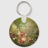 Cute Mushroom Fairy in the Forest Keychain