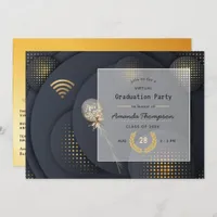 Geometric Black and Gold Virtual Graduation Party Invitation